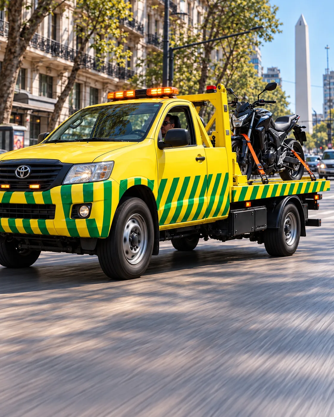 Grúa de Rescate para motos con una moto cargada